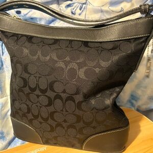 Coach Black Shoulder Bag with Signature Monogram
